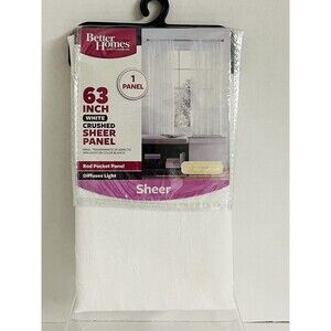 Better Homes & Gardens Solid Print Rod Pocket Sheer Curtain Panel 51" X 63"